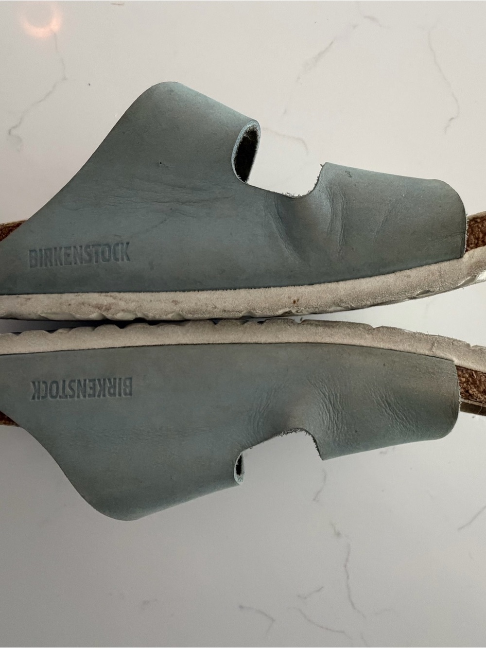 Birkenstock Arizona Double Strap Sandals in Pale Blue with Silver Buckles - Picture 6 of 7